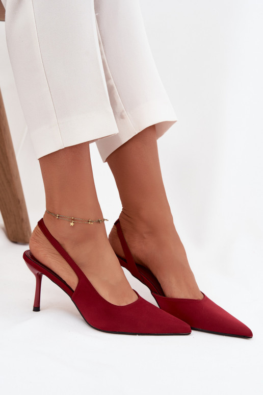 augstpapēžu kurpes Z Odkrytymi Piętami bordo krāsas Lenira