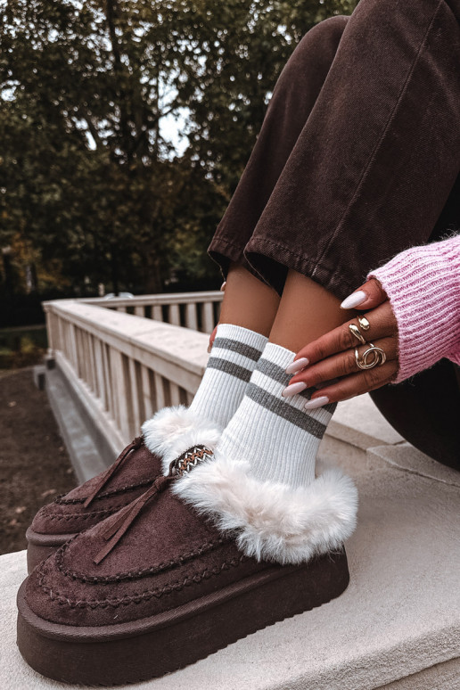 sniega apavi Sieviešu ar kažokādu ar platformu CzekoladoIne Rosmira