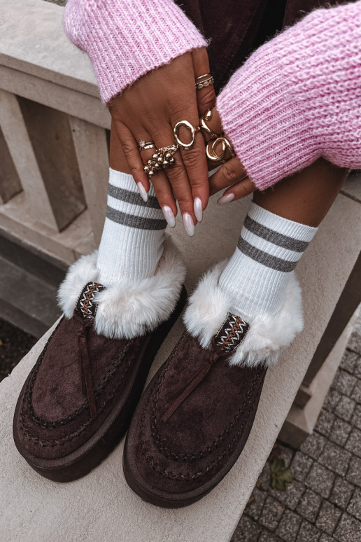 sniega apavi Sieviešu ar kažokādu ar platformu CzekoladoIne Rosmira