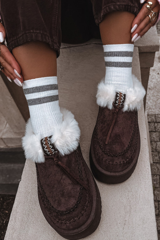 sniega apavi Sieviešu ar kažokādu ar platformu CzekoladoIne Rosmira