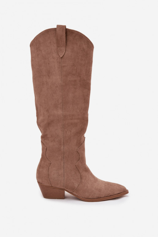 Eko zamšādaoIne garie zābaki Kovboju zābaki Sieviešu ar papēdi smilšu krāsas Jenaya Eko zamšādaoIne garie zābaki Kovboju zābaki Sieviešu ar papēdi smilšu krāsas Jenaya