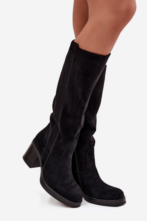 Sieviešu garie zābaki Uz masīva pola melnas krāsas Sanelle