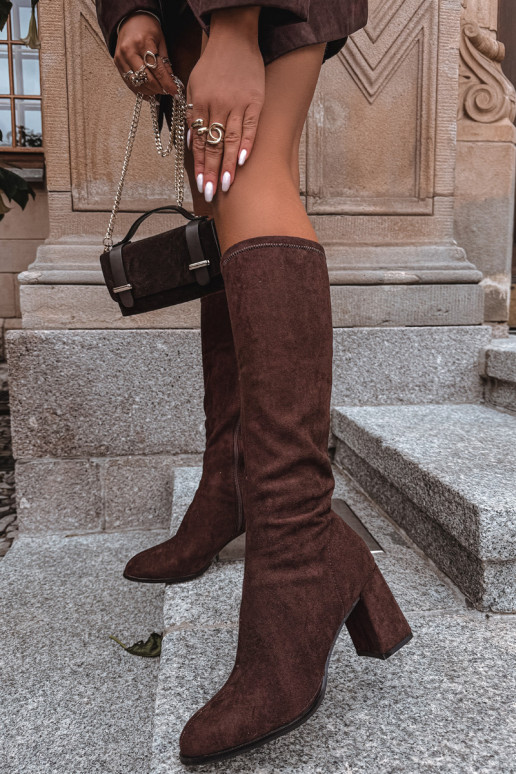 sieviešu garie zābaki ar papēdiEko zamšādau CzekoladoIne Yelisse