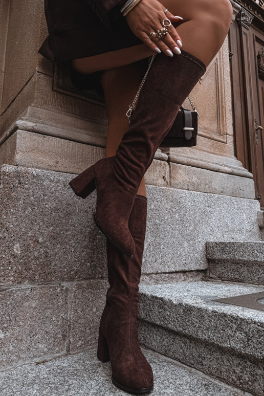 sieviešu garie zābaki ar papēdiEko zamšādau CzekoladoIne Yelisse