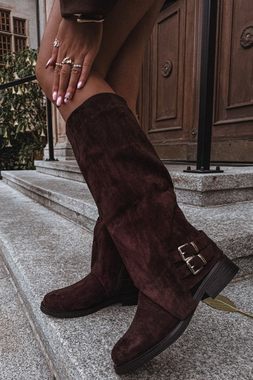 siltināti sieviešu garie zābaki ar sprādzēm CzekoladoIne Umbria siltināti sieviešu garie zābaki ar sprādzēm CzekoladoIne Umbria