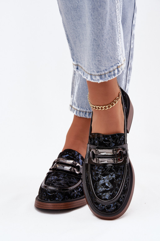   Zamšādas mokasīni   Detalem D&A MR52-178 Melns