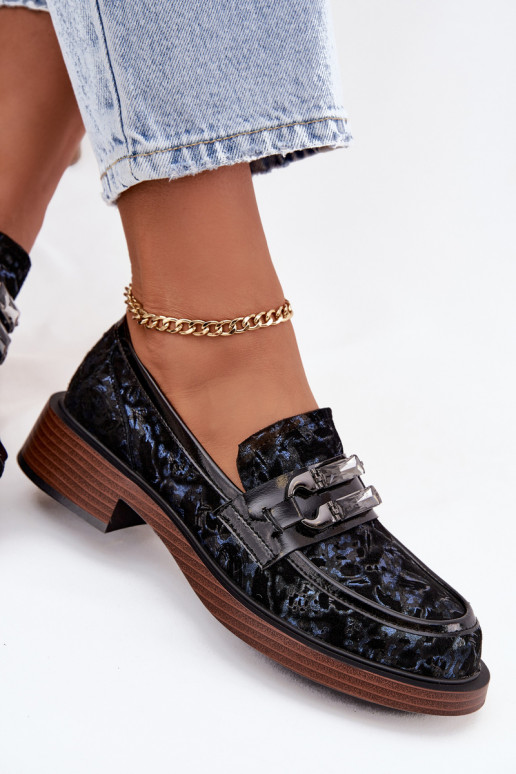   Zamšādas mokasīni   Detalem D&A MR52-178 Melns