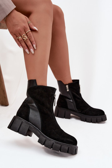 Sieviešu puszābaki Z Naturalnego Zamszu siltināti D&A JC52-874 Melns