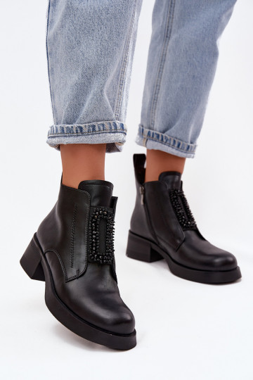 sieviešu zābaki   ar ornamentiem D&A JC52-869 Melns