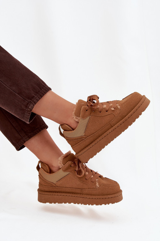 modeļa apavi  siltināti ar kažokādu brūnas krāsas Cyrissa  modeļa apavi  siltināti ar kažokādu brūnas krāsas Cyrissa