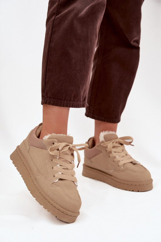 modeļa apavi  siltināti ar kažokādu smilšu krāsas Cyrissa  modeļa apavi  siltināti ar kažokādu smilšu krāsas Cyrissa