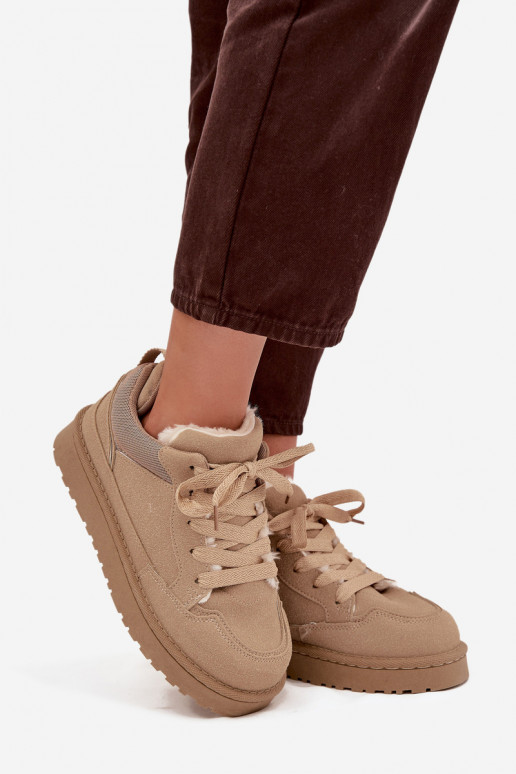 modeļa apavi  siltināti ar kažokādu smilšu krāsas Cyrissa  modeļa apavi  siltināti ar kažokādu smilšu krāsas Cyrissa