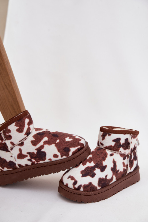 sniega apavi Bērnu apavi  siltināti ar kažokāduŁaty Baltas-brūnas krāsas Mireya sniega apavi Bērnu apavi  siltināti ar kažokāduŁaty Baltas-brūnas krāsas Mireya