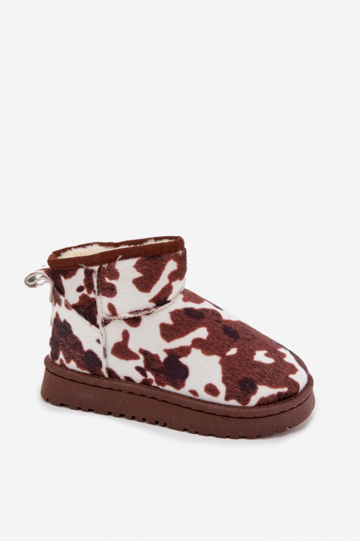 sniega apavi Bērnu apavi  siltināti ar kažokāduŁaty Baltas-brūnas krāsas Mireya sniega apavi Bērnu apavi  siltināti ar kažokāduŁaty Baltas-brūnas krāsas Mireya