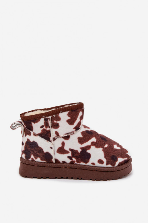 sniega apavi Bērnu apavi  siltināti ar kažokāduŁaty Baltas-brūnas krāsas Mireya sniega apavi Bērnu apavi  siltināti ar kažokāduŁaty Baltas-brūnas krāsas Mireya