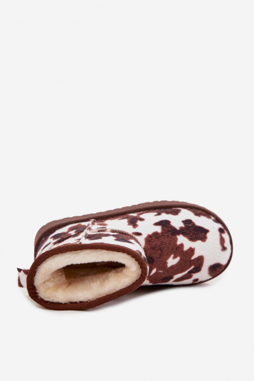 sniega apavi Bērnu apavi  siltināti ar kažokāduŁaty Baltas-brūnas krāsas Mireya sniega apavi Bērnu apavi  siltināti ar kažokāduŁaty Baltas-brūnas krāsas Mireya