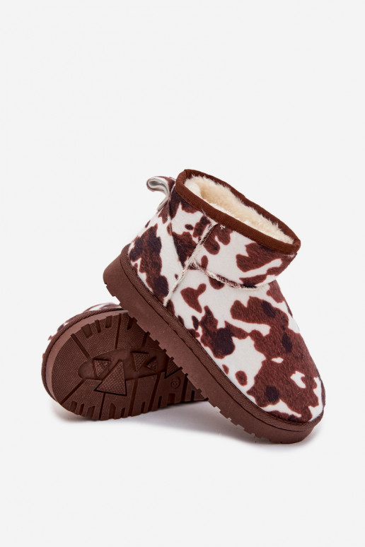 sniega apavi Bērnu apavi  siltināti ar kažokāduŁaty Baltas-brūnas krāsas Mireya sniega apavi Bērnu apavi  siltināti ar kažokāduŁaty Baltas-brūnas krāsas Mireya