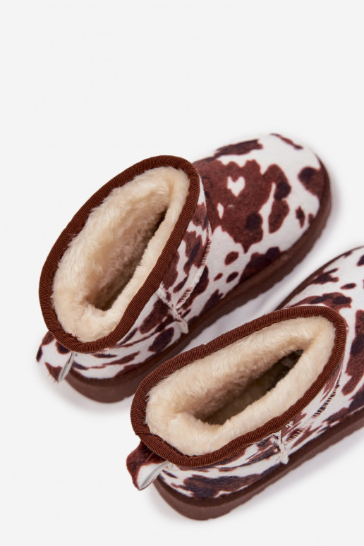 sniega apavi Bērnu apavi  siltināti ar kažokāduŁaty Baltas-brūnas krāsas Mireya sniega apavi Bērnu apavi  siltināti ar kažokāduŁaty Baltas-brūnas krāsas Mireya