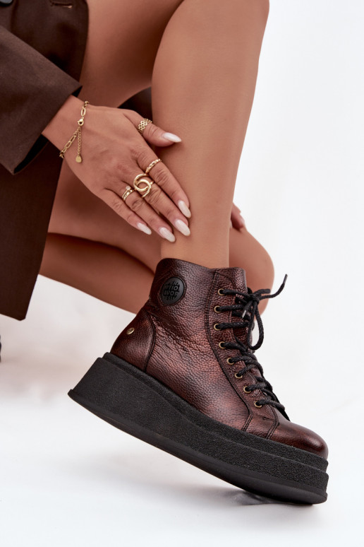 sieviešu zābaki ar platformu  06309-32  Brąz sieviešu zābaki ar platformu  06309-32  Brąz