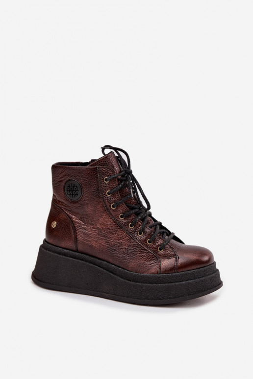 sieviešu zābaki ar platformu  06309-32  Brąz sieviešu zābaki ar platformu  06309-32  Brąz