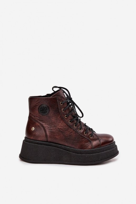 sieviešu zābaki ar platformu  06309-32  Brąz sieviešu zābaki ar platformu  06309-32  Brąz