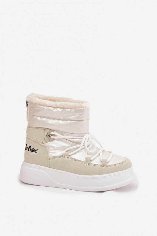 Sieviešu sniega zābaki ar platformu Lee Cooper LCJ-25-03-3815, baltā krāsā