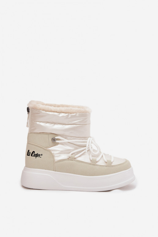 Sieviešu sniega zābaki ar platformu Lee Cooper LCJ-25-03-3815, baltā krāsā