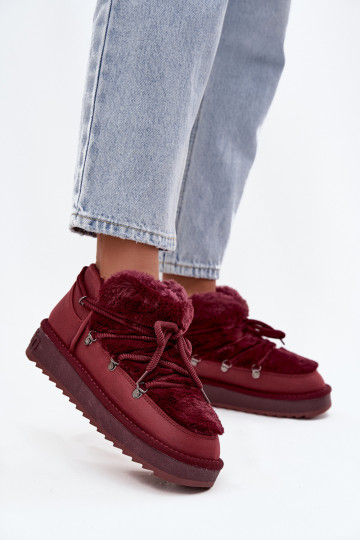  sniega apavi ar platformu ar kažokādu D.Franklin DFSH370011 bordo krāsas