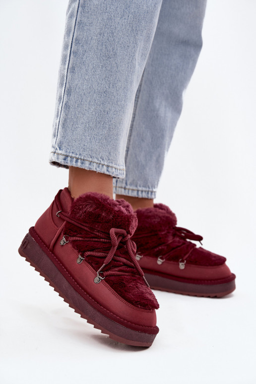 sniega apavi ar platformu ar kažokādu D.Franklin DFSH370011 bordo krāsas  sniega apavi ar platformu ar kažokādu D.Franklin DFSH370011 bordo krāsas