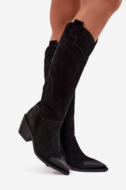 garie zābaki   ar papēdi Z Naturalnego Zamszu Artiker 57C0232 Melns garie zābaki   ar papēdi Z Naturalnego Zamszu Artiker 57C0232 Melns