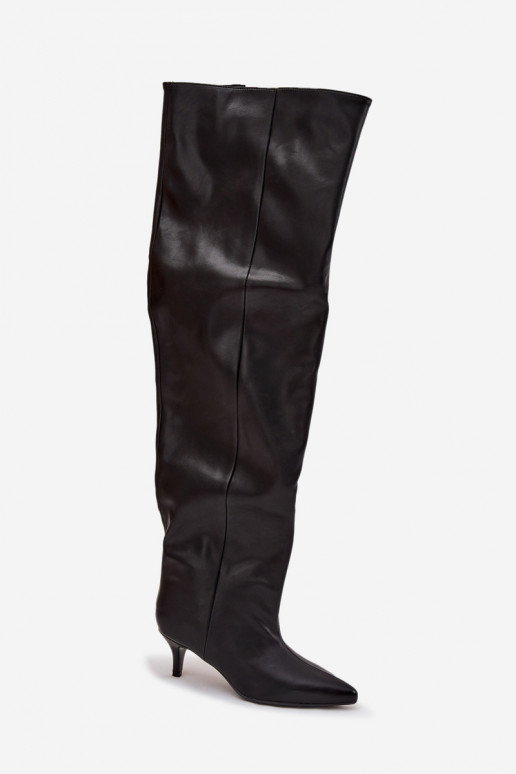 Iespraužami sieviešu augstie zābaki ar plāniem papēžiem melnā krāsā Ysolienne Iespraužami sieviešu augstie zābaki ar plāniem papēžiem melnā krāsā Ysolienne