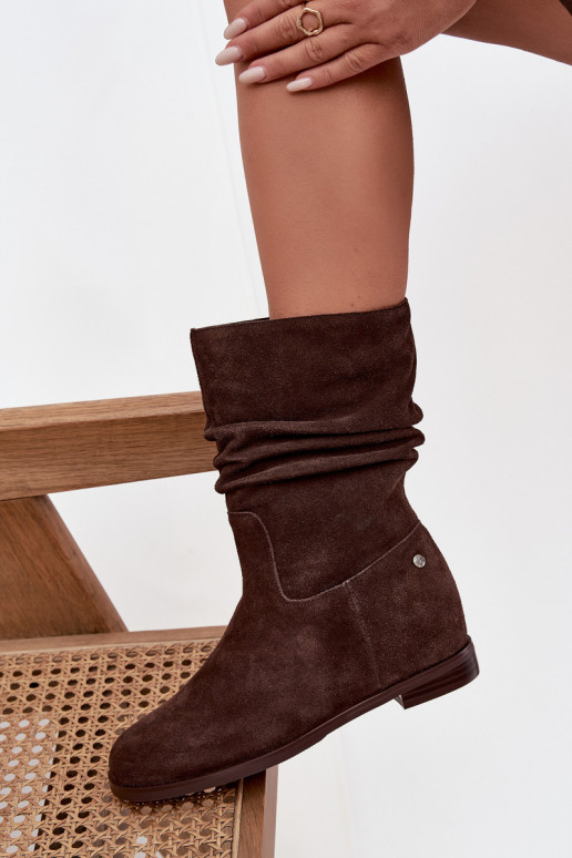 Zamšādas kurpes   siltināti  K7211-02 Czekoladowe   Zamšādas kurpes   siltināti  K7211-02 Czekoladowe