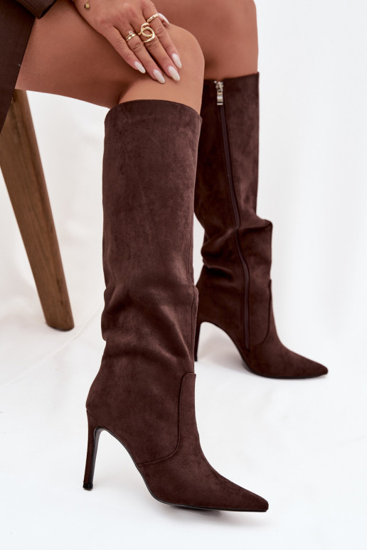 siltināti sieviešu garie zābaki ar papēdi Z u Czekoladowe Rosavine siltināti sieviešu garie zābaki ar papēdi Z u Czekoladowe Rosavine