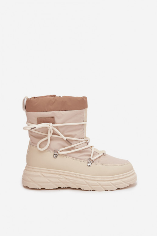 Sieviešu Lee Cooper LCJ-25-44-3931 smilšu krāsas sniega apavi ar zābaku