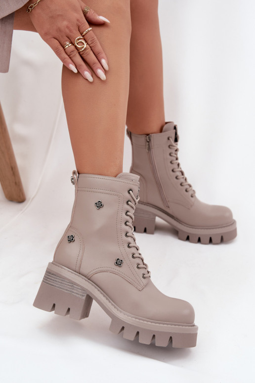 sieviešu zābaki zābaki   Z Przypinkami Artiker 57C0181 smilšu krāsas sieviešu zābaki zābaki   Z Przypinkami Artiker 57C0181 smilšu krāsas