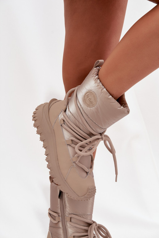 Āda sniega apavi ar platformu Lee Cooper LCJ-25-12-3663 smilšu krāsas-Zelta krāsas