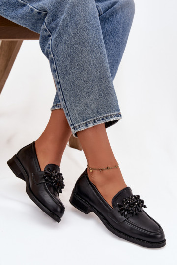 apavi sieviešu mokasīni ar ornamentiem Melns Murelle