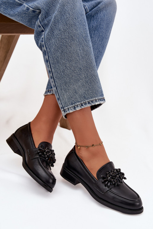 apavi sieviešu mokasīni ar ornamentiem Melns Murelle