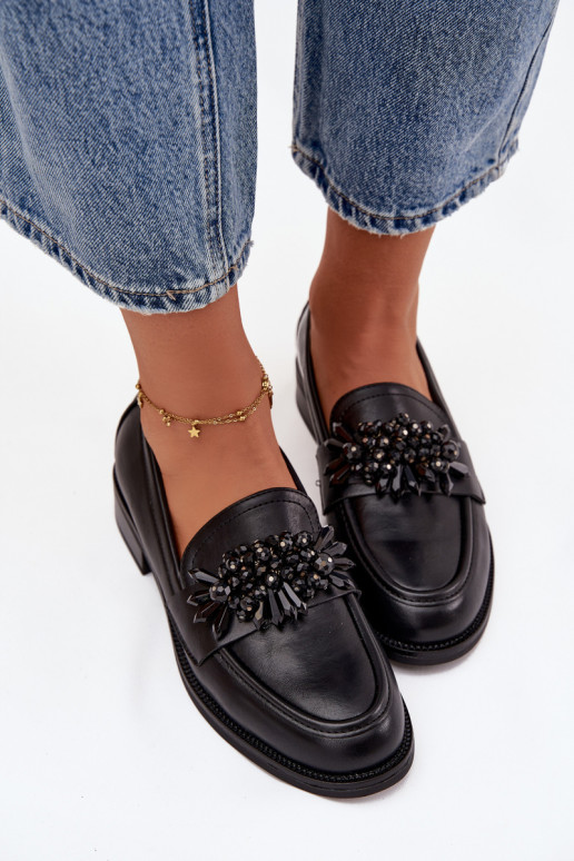 apavi sieviešu mokasīni ar ornamentiem Melns Murelle