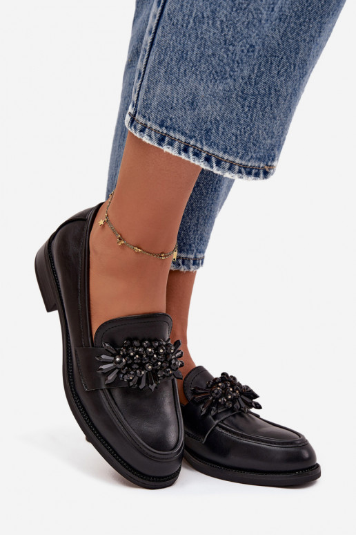 apavi sieviešu mokasīni ar ornamentiem Melns Murelle