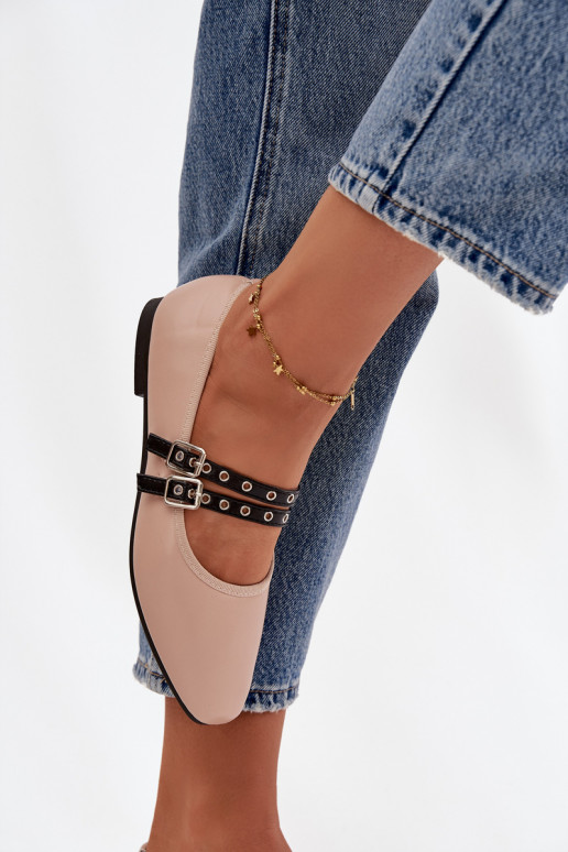 Balerīnas  Ar svītrām smilšu krāsas Deliora