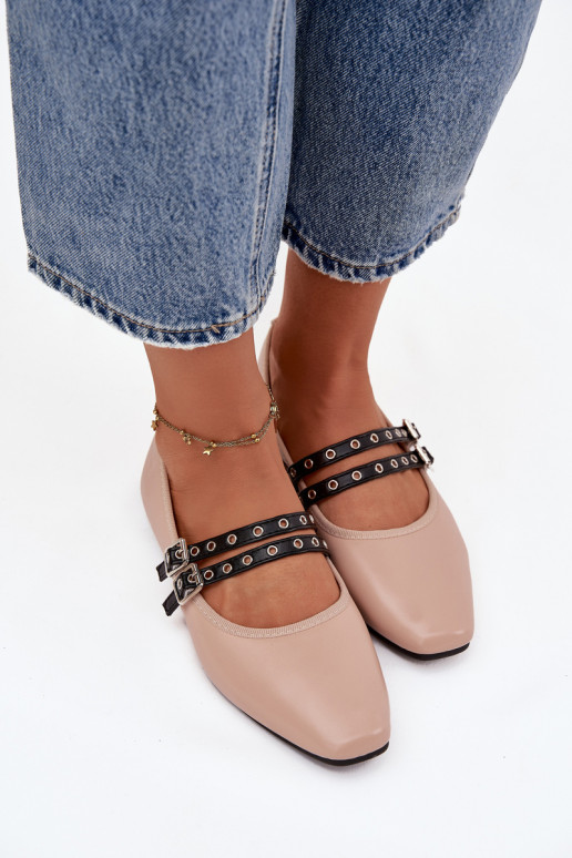 Balerīnas  Ar svītrām smilšu krāsas Deliora