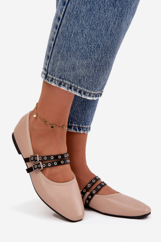 Balerīnas  Ar svītrām smilšu krāsas Deliora