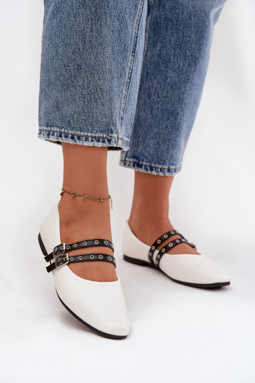 Balerīnas  Ar svītrām baltas krāsas Deliora