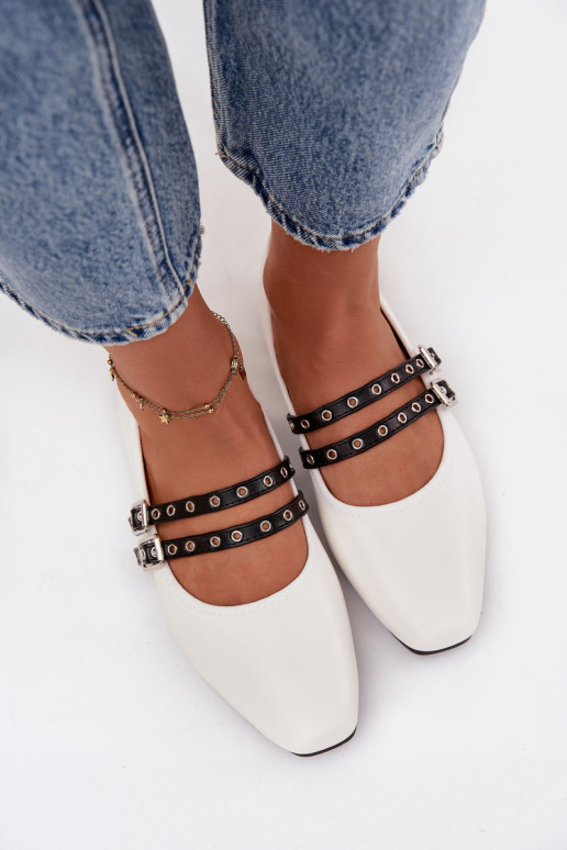 Balerīnas  Ar svītrām baltas krāsas Deliora