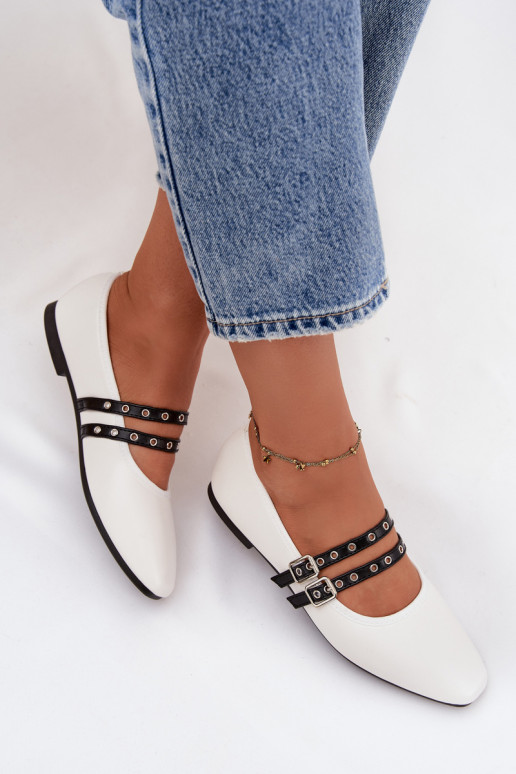 Balerīnas  Ar svītrām baltas krāsas Deliora