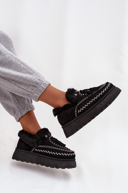 sniega apavi  ar platformu ar kažokādu  Melns Ferayne