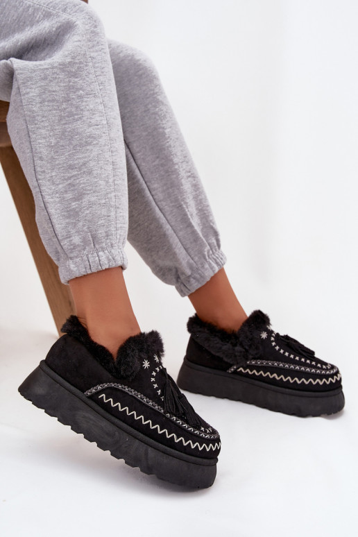 sniega apavi  ar platformu ar kažokādu  Melns Ferayne