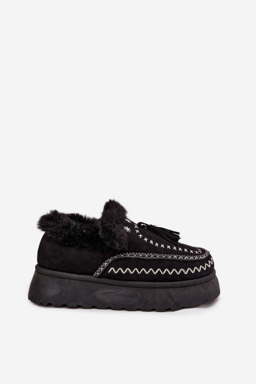 sniega apavi  ar platformu ar kažokādu  Melns Ferayne