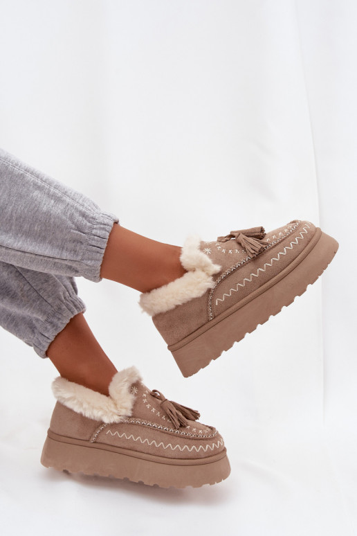 sniega apavi  ar platformu ar kažokādu  smilšu krāsas Ferayne